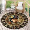 [Outdoor Adventures] Soft Polyester Round Hedgehog and Floral Forest Circle Rug-Ideal for Living Room,Bedroom,Game Room,Yoga,or Outdoor Camp