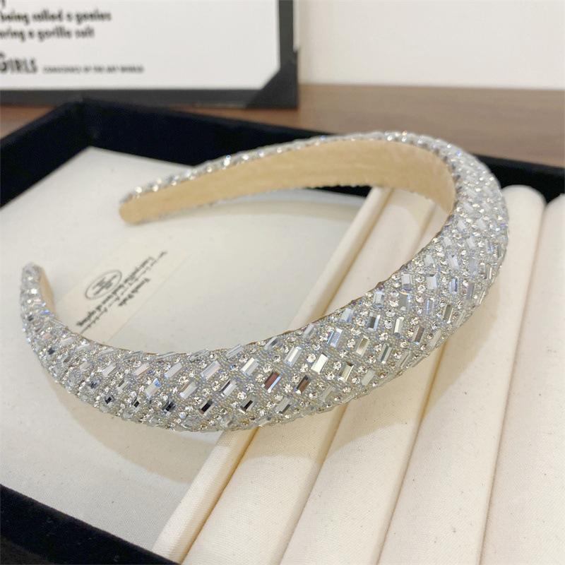 Barock Vintage Perle Glasperlen Schleife Stirnband Mode Haarband Voll Strass Schwamm Haarband Haarschmuck
