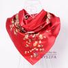 [BYSIFA] Women Rose Silk Scarf Shawl Spring Autumn Large Orange Green Square Scarves Wraps New Design Ladies Head Scarf Cape