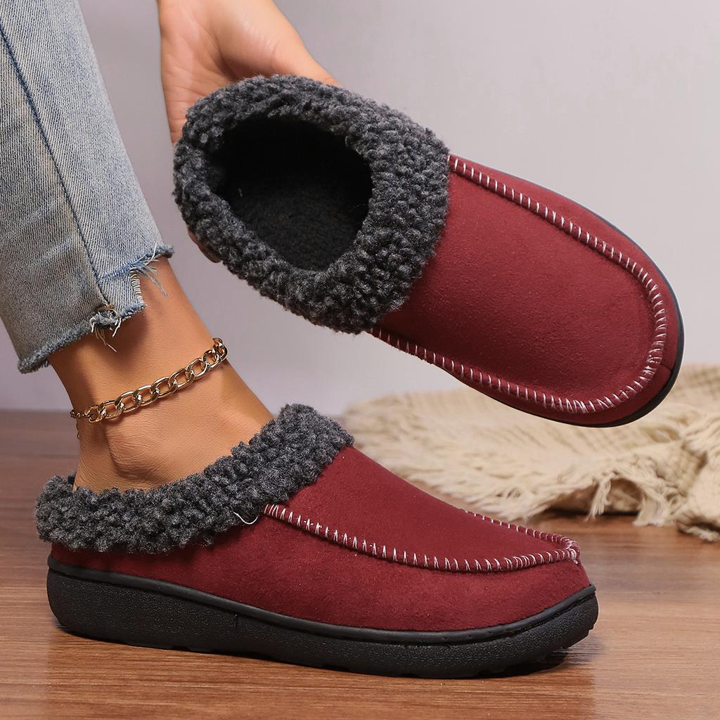 Men Slippers Winter Big Size Indoor Memory Foam Plush Warm Cozy Luxury House Shoes Suede Sewing Casual Slipper Indoor/Outdoor