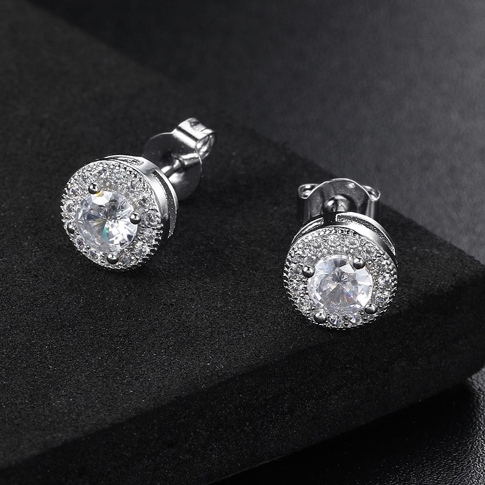 Hip Pop Rock Earrings for Men Simple Round Classic Cubic Zirconia Gold Minimalist Ear Rings Retro Jewelry Male Gift OHE149
