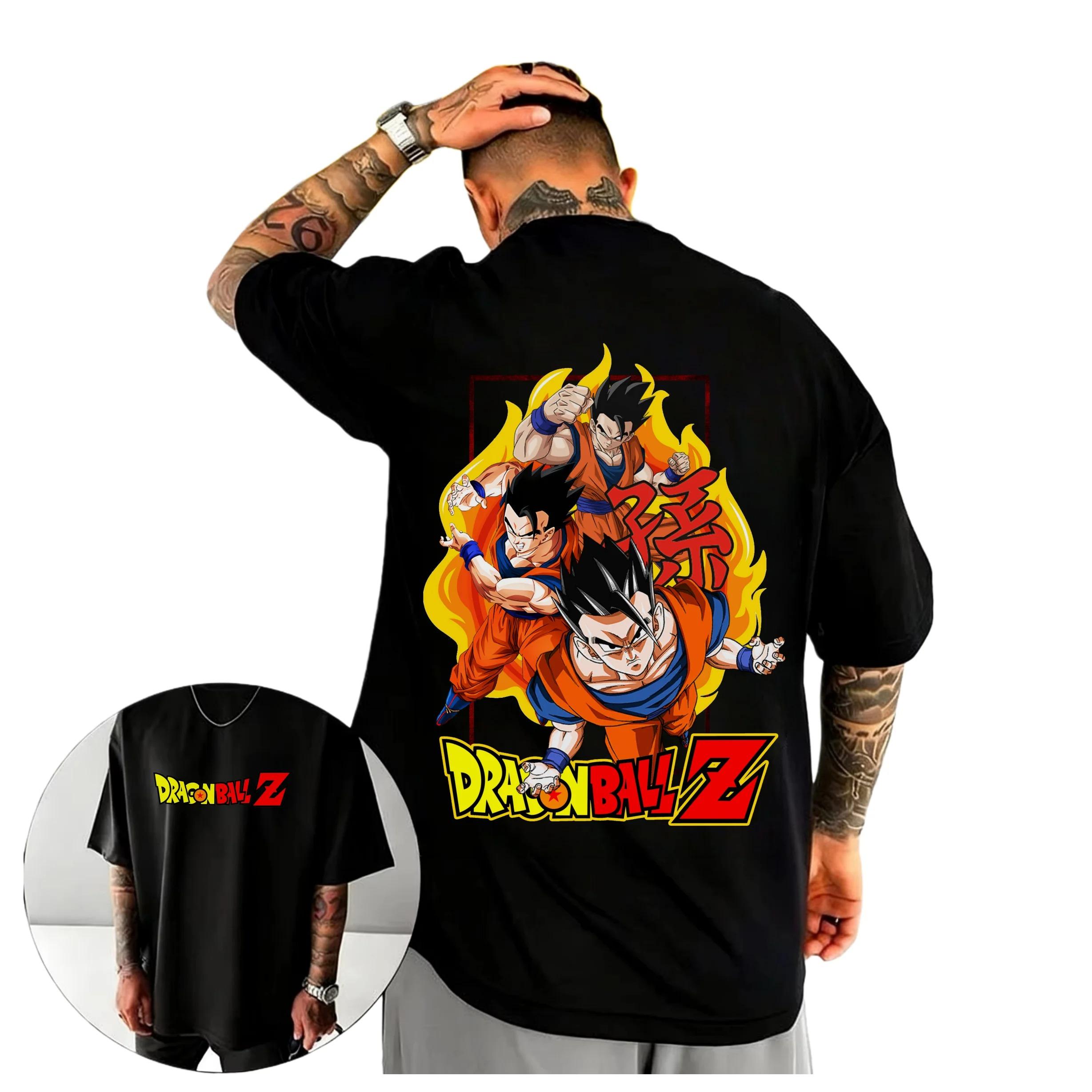 

Dragon Ball Z Gohan Evolution Anime Black Comfortable Fashion Vintage Double-Sided Band Graphic Print Women And Men T-shirts 4XL