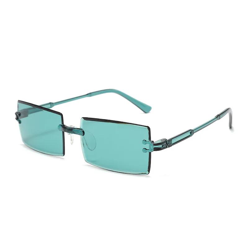 

Fashion Classic Vintage Colorful Sunglasses for Women Rimless Rectangle Shade Gradient Glasses Summer Goggles UV400 Outdoor Use Sun Eyeglasses AS SHOWN