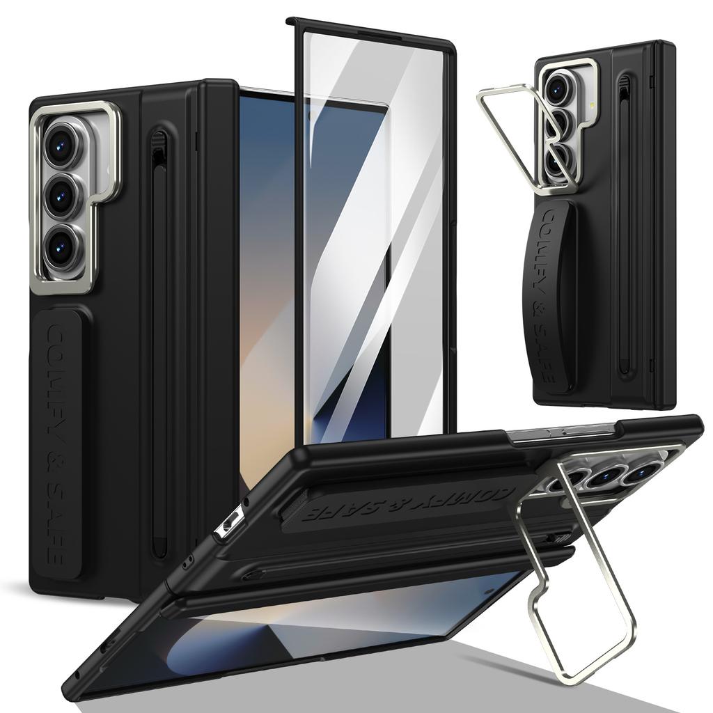 Applicable to Samsung ZFold7 Folding Mobile Phone Case Lens Holder 6/5 Wristband Case Film Integrated Stylus Case
