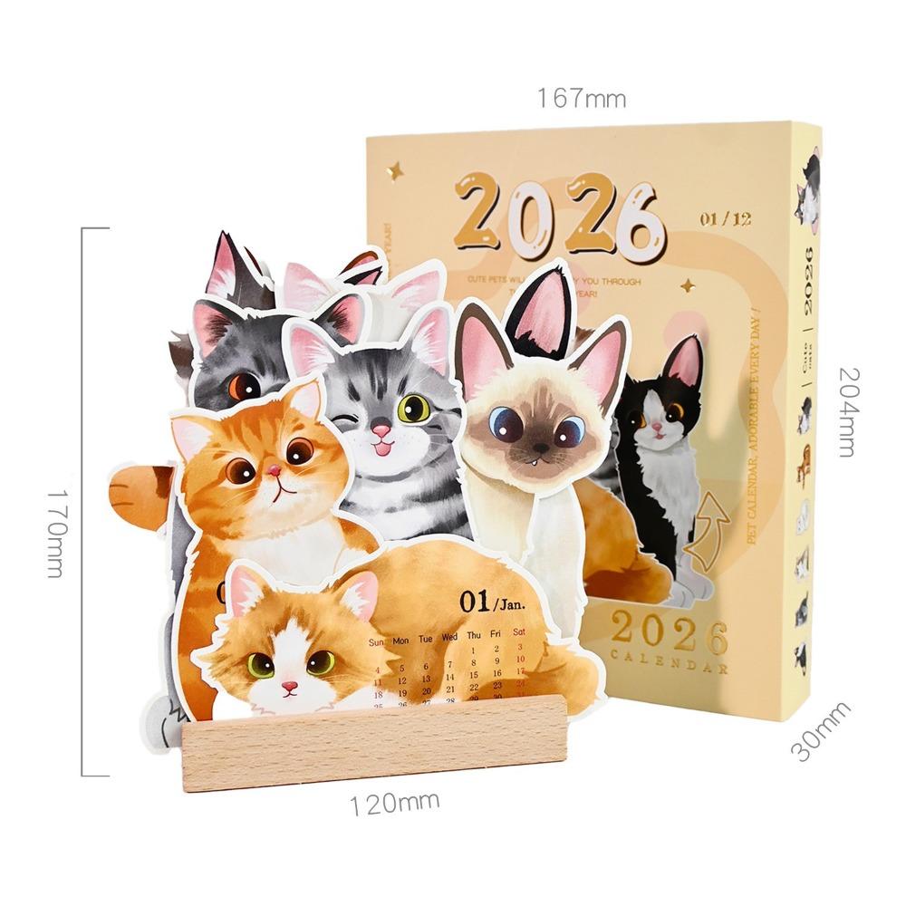 Coil Binding Cat Dog Desk Calendar Creative Daily Planning Supplies Portable Calendar  Office Use