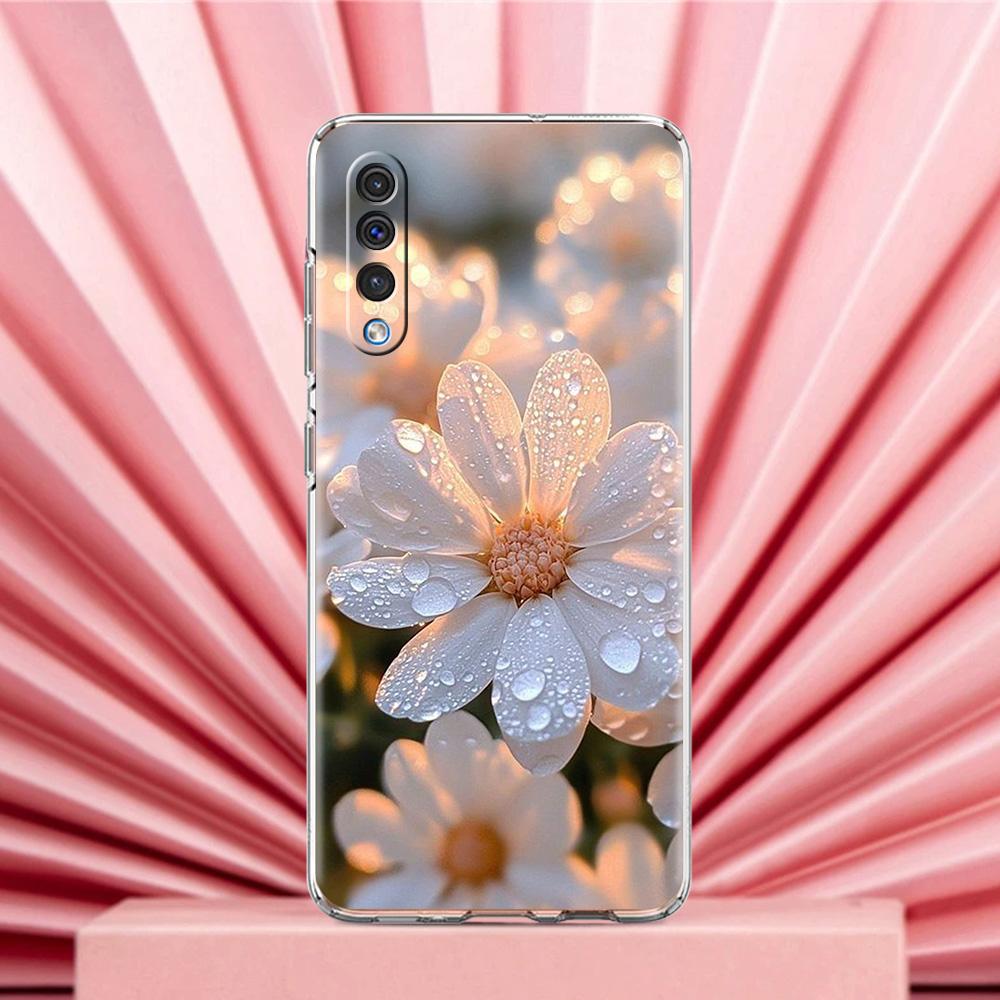 Phone Case For Samsung A56 A36 A26 A24 A16 A14 A12 A32 A50 A70 A22 A40 A34 A54 A42 A52 5G A04s A06 Cover Soft Pale Little Flower