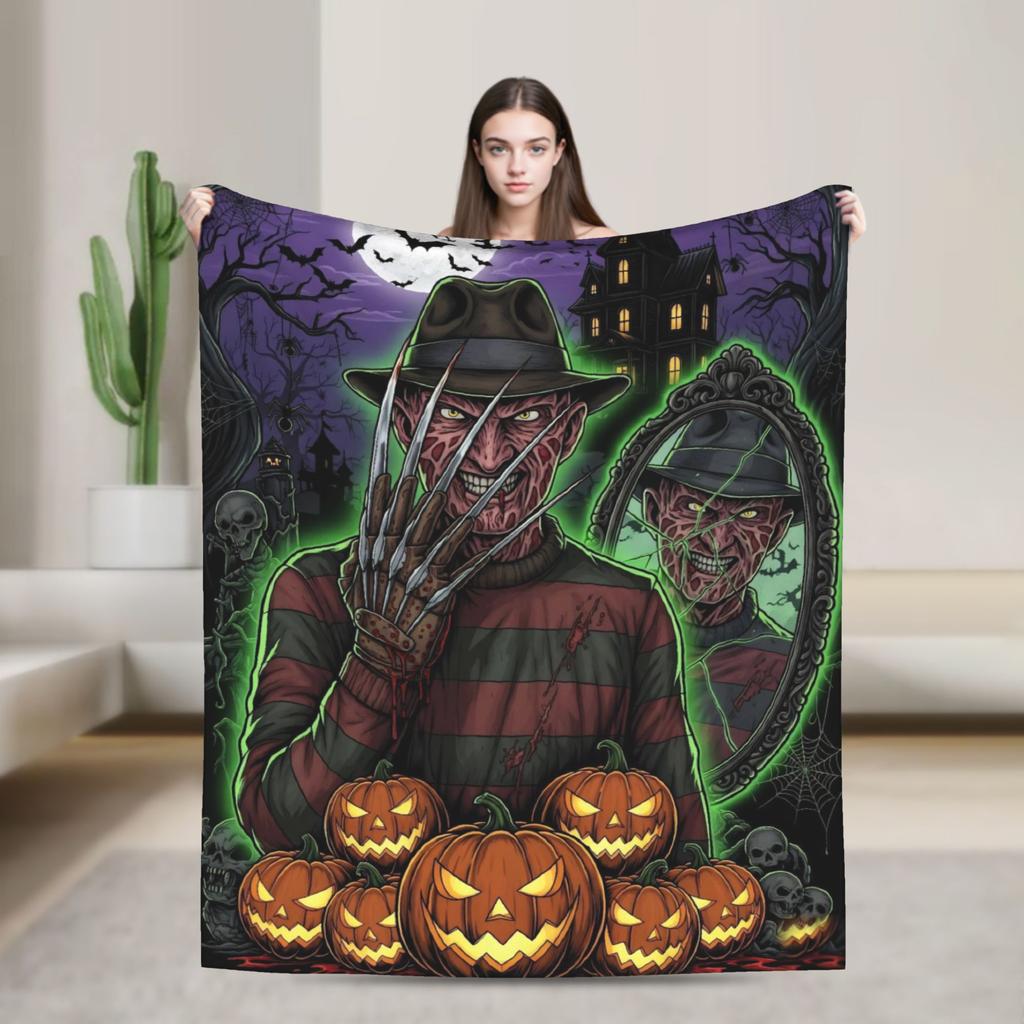 Freddys Krueger Halloween Art Spooky Retro Horror Blanket  Soft Plush Throw Blanket For Couch Chair Picnic Flannel Bedspread Bed