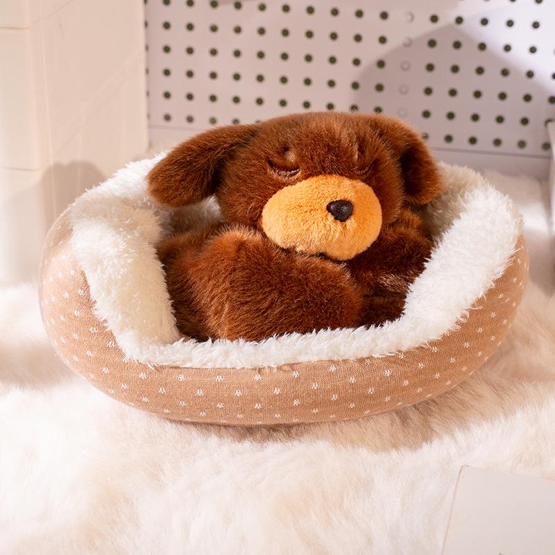 Calico Cat Lamb Nap Nest Plush Toy - Cute and Healing Desk Companion Doll