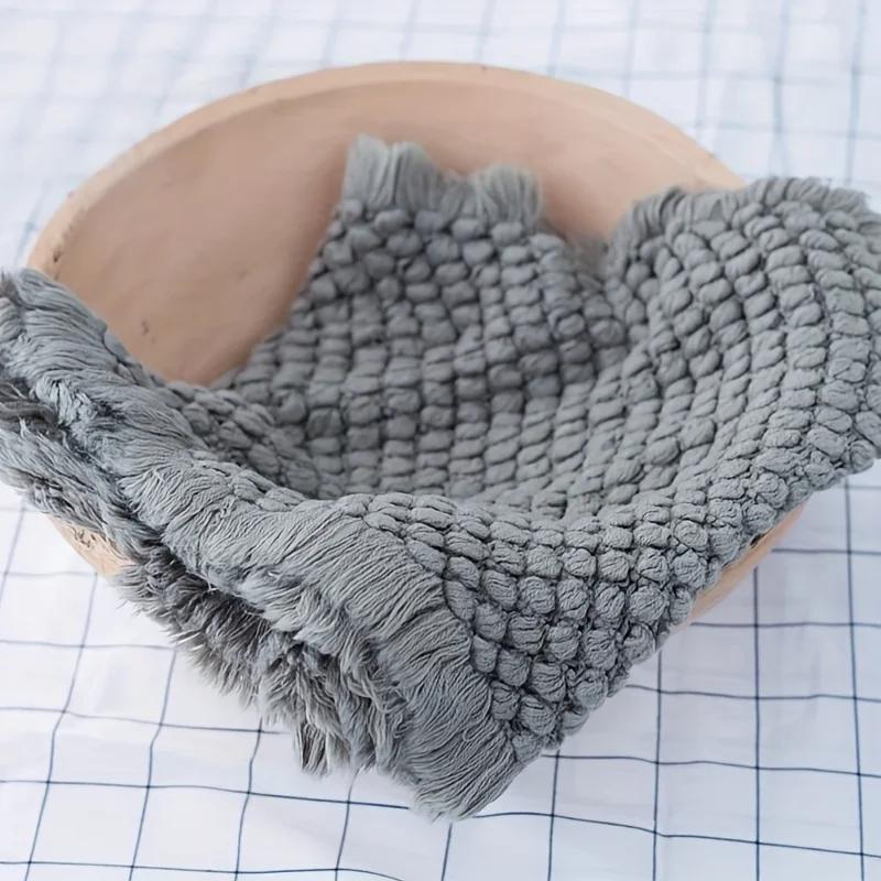 Soft Crochet Newborn Photo Background Prop - 1 Pc Multicolored Photo Blanket Practical Basket Stuffer Filler & Baby Photo Pad