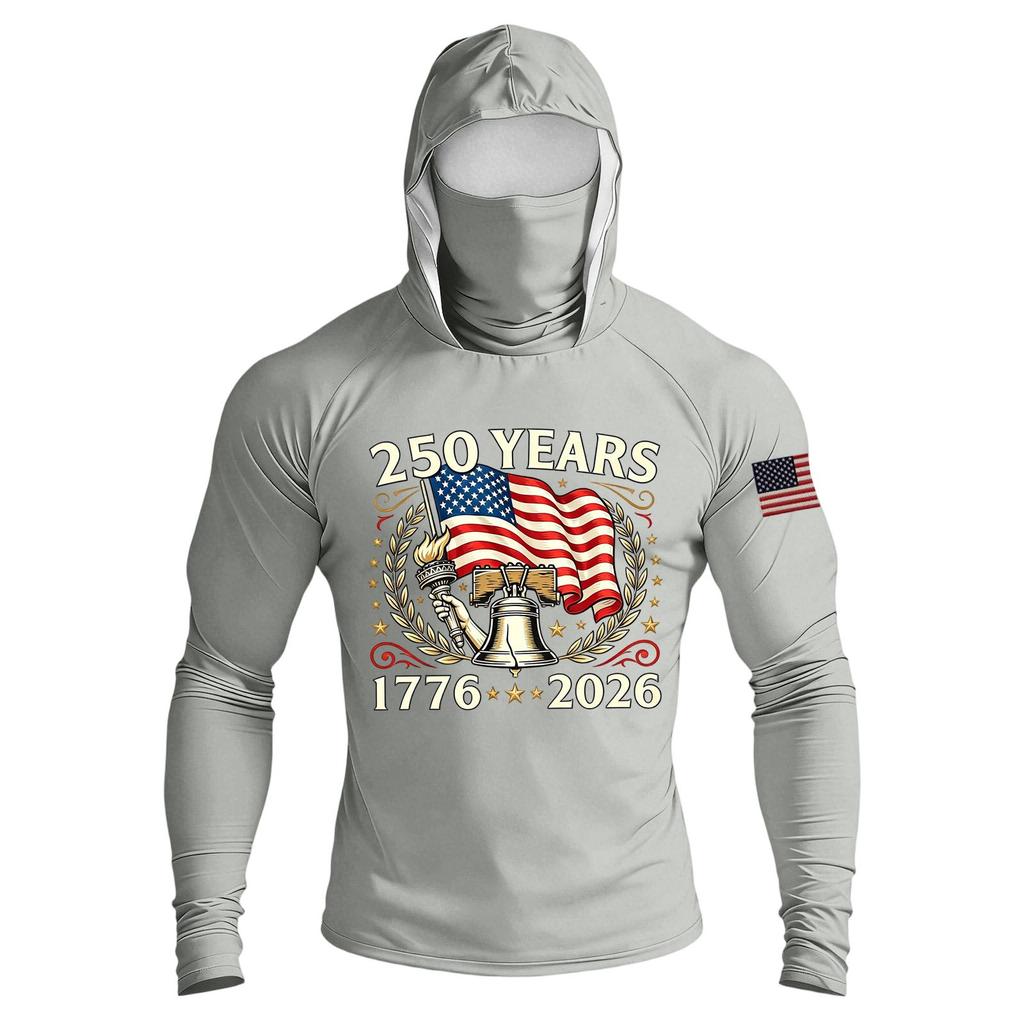 Men's Casual Raglan Sleeve Hooded Long Sleeve Sun Protection Shirt Lightweight Breathable Outdoor Sports Top with Face Cover and Thumb Holes
