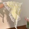 2026 Pastoral Style Lace Triangle Scarf Headband - Sweet Temperament Retro Plaid Ribbon Accessory.