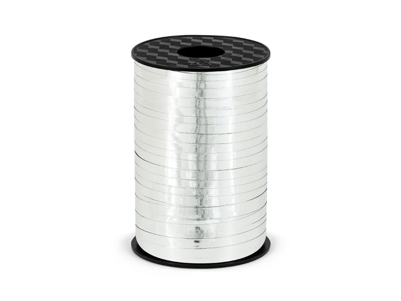 Partydeco Wstążka Plastikowa Srebrna 5Mm/225M
