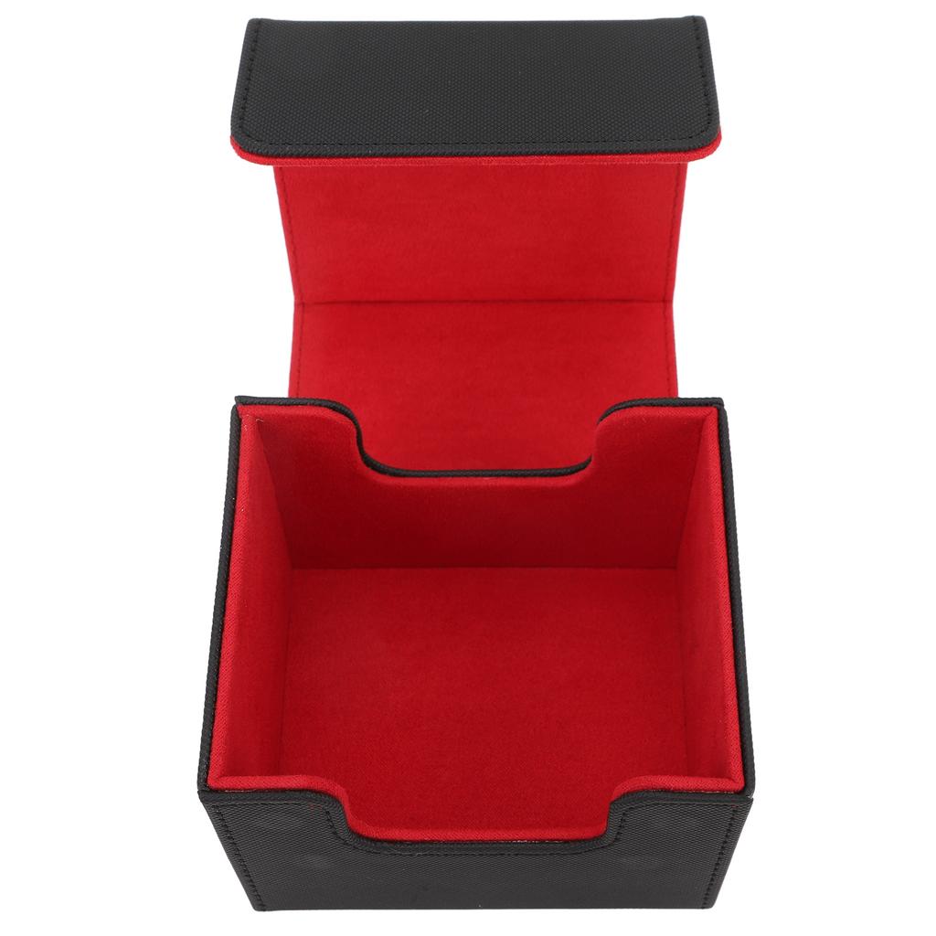 Card Storage Box Multipurpose Large Capacity Flip Side Insert PU Leather Magnetic Closure Trading