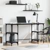 Desk with Shelf Black Oak Effect 140 x 50 x 75 cm