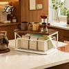 Office Desk Organizer Coffee Station with Drawer Tiered Bar Organizer Wooden Top Shelf Countertop Wire Mesh Drawers for Tea Bags Capsules,