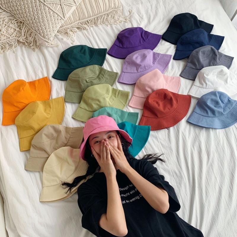 Solid Color Men Women Couple Bucket Hat Korean Version Ins Versatile Basin Hat Summer Big Brim Cotton Bucket Hat