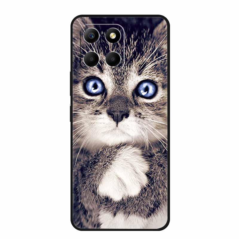 Etui For Honor X6a Zwierzęta TPU Silikon Miękki Tylny Pokrowiec na Telefon dla Huawei Honor X6a HonorX6A 2023 Ochronny Wilk Czarny Fajny Capa