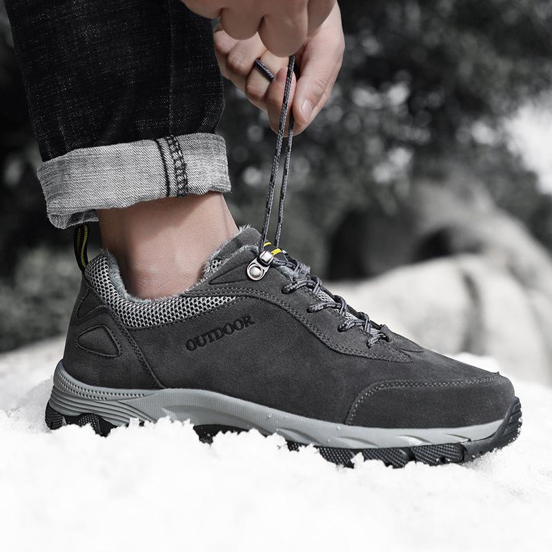 Men's Extra Large Size Sports Casual Shoes Fleece Warm Snow Outdoor Wear-resistant Hiking Shoes