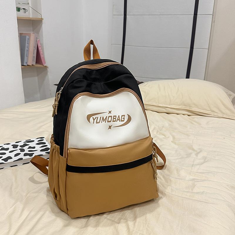 

Новый школьный рюкзак Ins высокой ценности, повседневный, большой вместимости, контрастный, кампусный рюкзак, корейская версия, маленький свежий рюкзак со вставками .