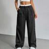 Women's Casual High Waist Patchwork Western Pants  Draped Wide Loose Straight Pants