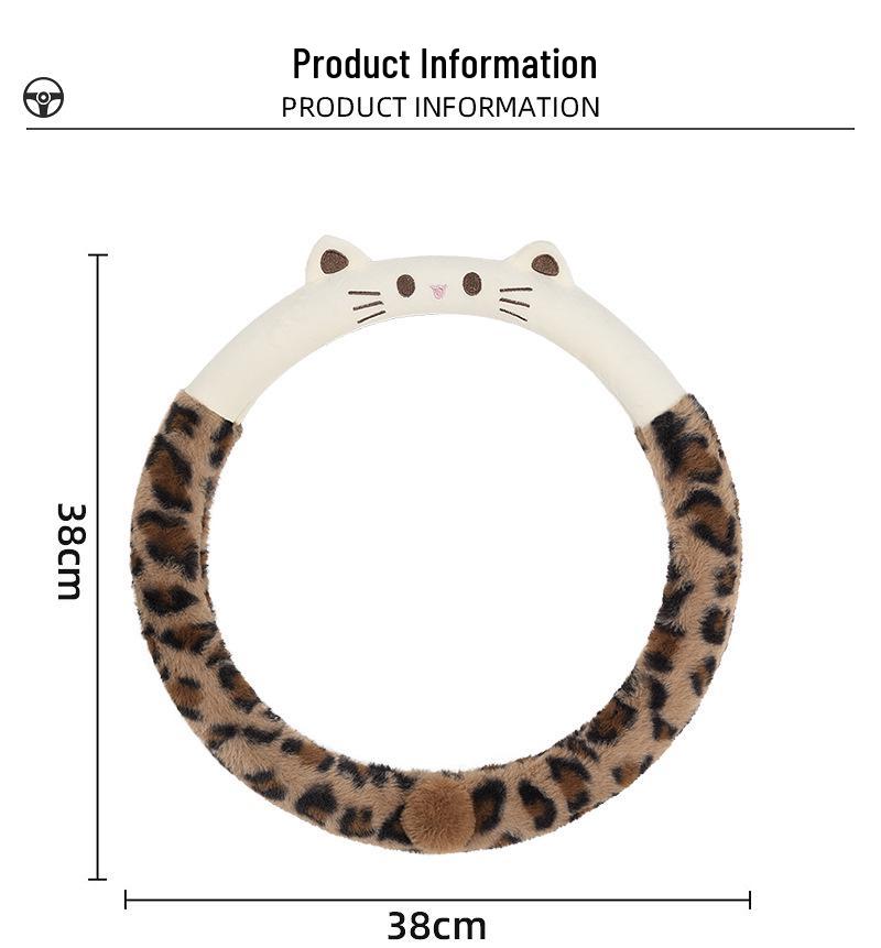 Plush Winter Warm Cute Cat Steering Wheel Cover - Anti-Slip Protector