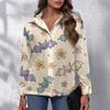 Women's Halloween Printed Casual Half-Open Collar Long Sleeve Shirt