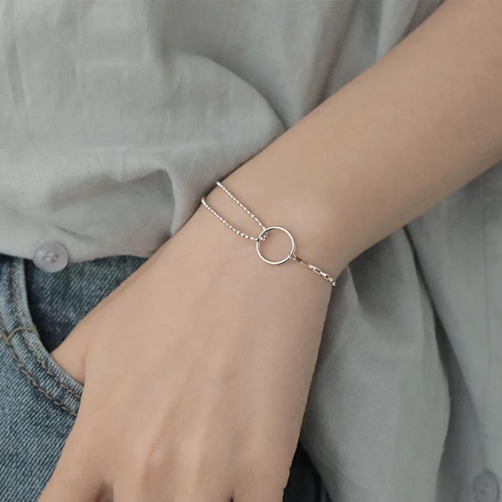 925 Silver Double Love Heart Hollow Beads Bracelet Adjustable Romantic Jewelry for Women Fashion Classic