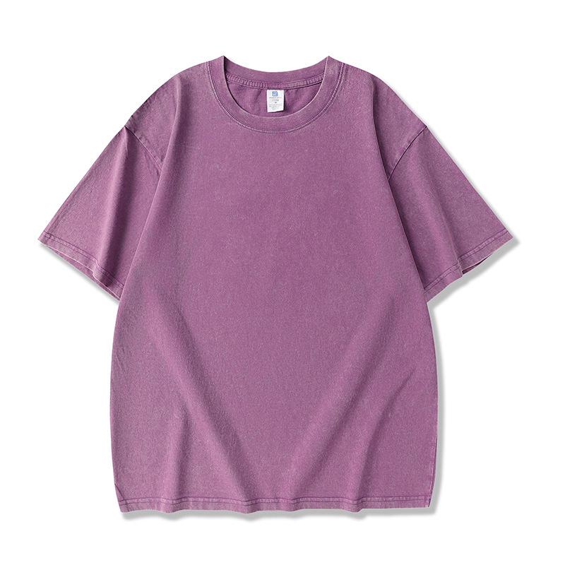 Retro Washed Distressed Short Sleeve T-shirt - 250g High Density Cotton, 8 Colors