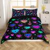 3 Pieces Bedding Set With Zipper Closure Red Heart Duvet Cover Queen Love Heart Pattern White Comforter Covers Set Cute Print