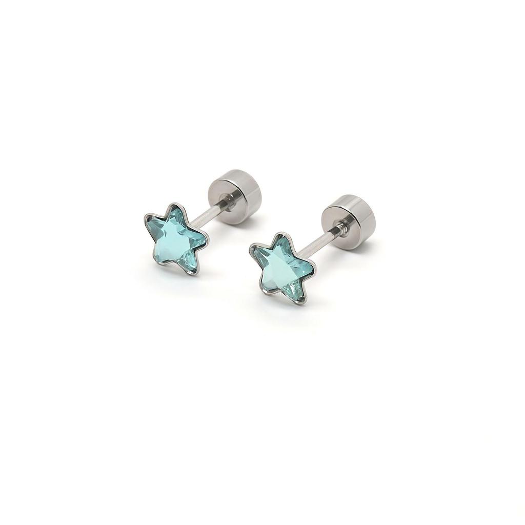 Versatile Stainless Steel Star Rhinestone Stud Earrings - Unisex Simple Style