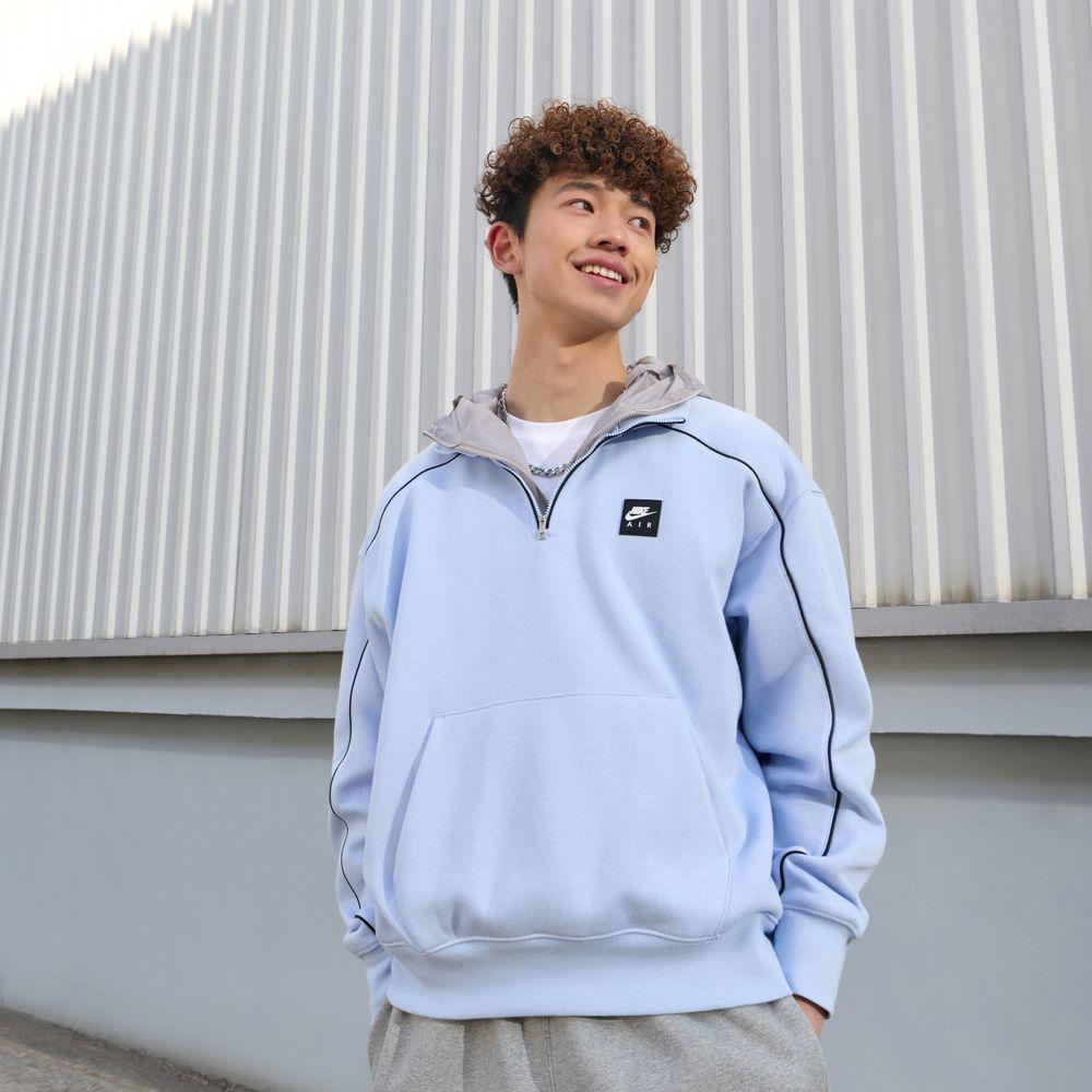 Nike Air Sweatshirts Men s Light Blue Stand Collar Moderate S