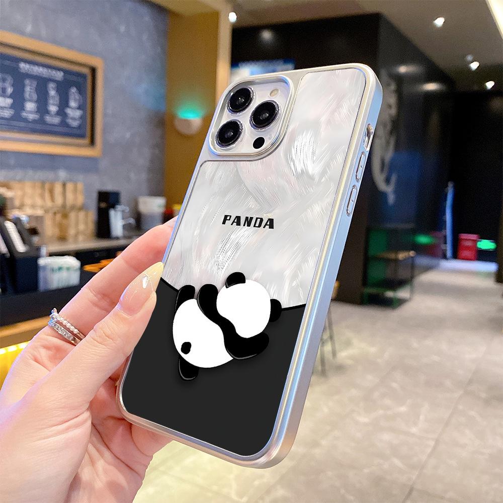 Selection of matte AG glass mobile phone case Apple 16promax cute panda iphone17 personalized hard case