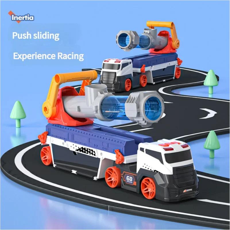 Children Toys Scale Cars Model Explosion-Proof Transporter Truck Cannon Firing Car Launching Sliding Outdoor Indoor Game Kids