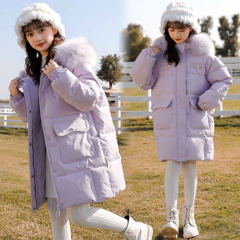 Girls' Mid-Length Down Jacket - 2025 Winter Collection: Thick, Warm, and Stylish for Children