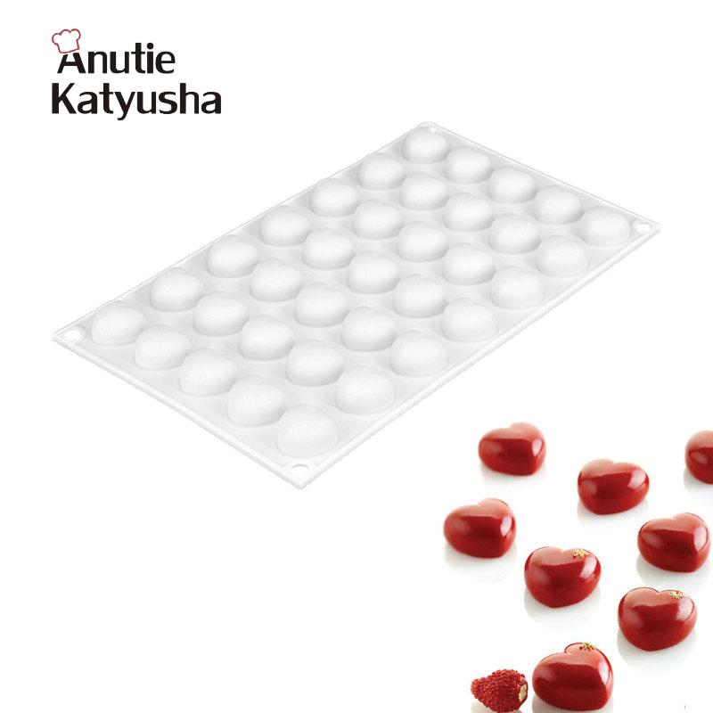 35 Holes Hearts Shape Mousse Mold 3D Cake Silicone Molds for Cake Mousse Dessert Decor Tool