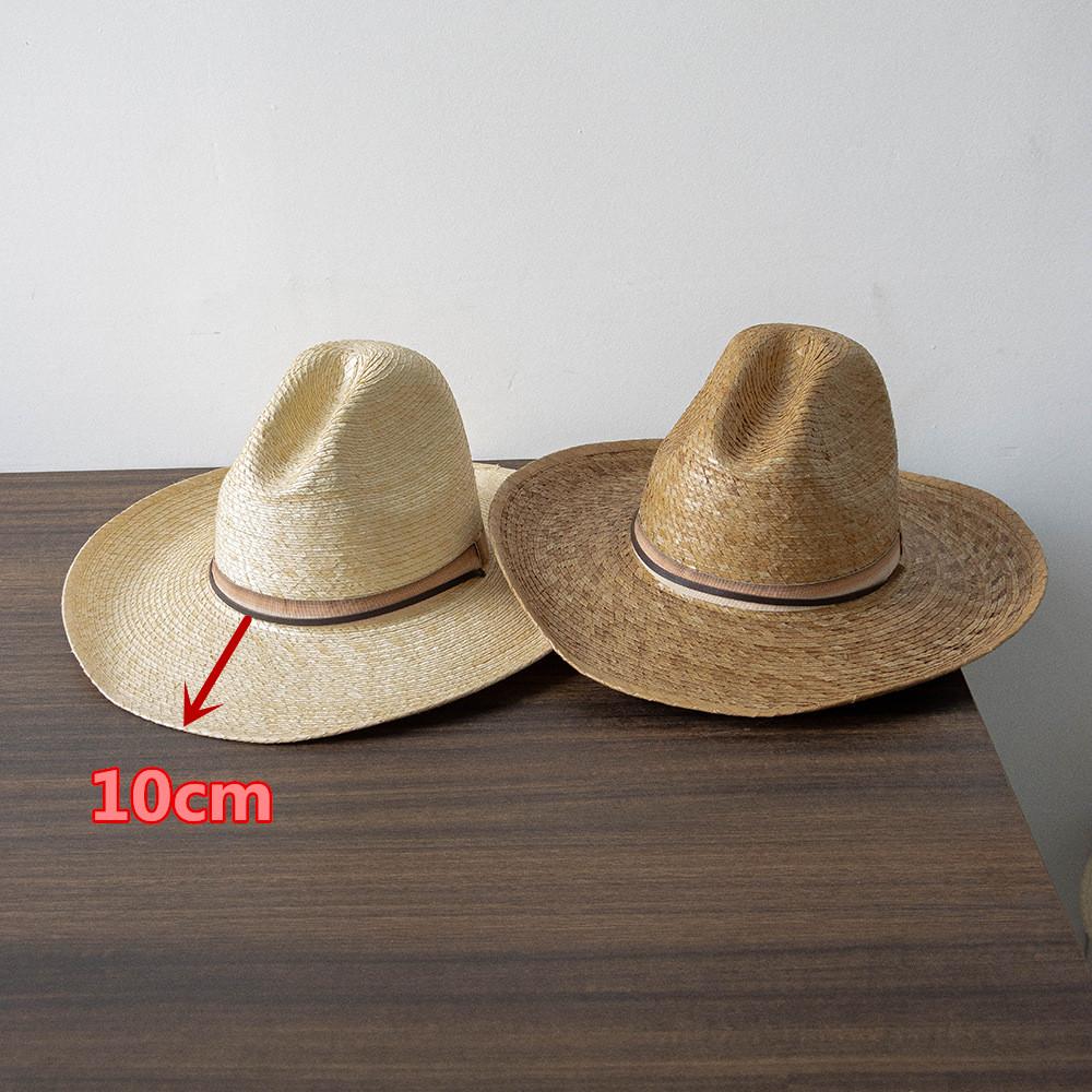 202604-hh5367b Breathable Ins Chic Summer Natural Palm Leaf Grass Classic Cowboy Fedoras Cap Men Women Panama Jazz Hat