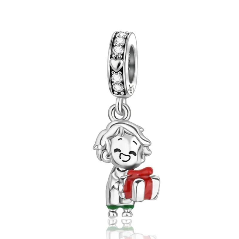 925 Silver Christmas Charm Santa Claus Reindeer Snowflake Bead for DIY Bracelet Jewelry Gift