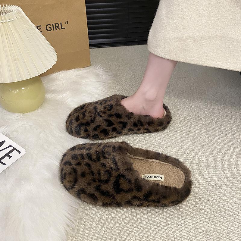 Women's lightweight comfortable non-slip heightening winter warm plush lining non-slip durable casual plush cotton slippers
