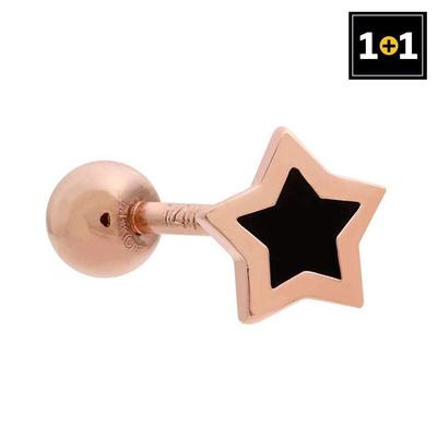 Piercing Étoile Noire Plaqué Or 14K (Seul côté) 1+1