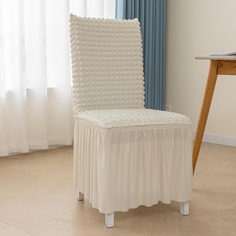 Seersucker Chair Cover for Dining Room Wedding Chair Seat Covers Banquet Chair Slipcover Stretch Chair Cover with Skirt