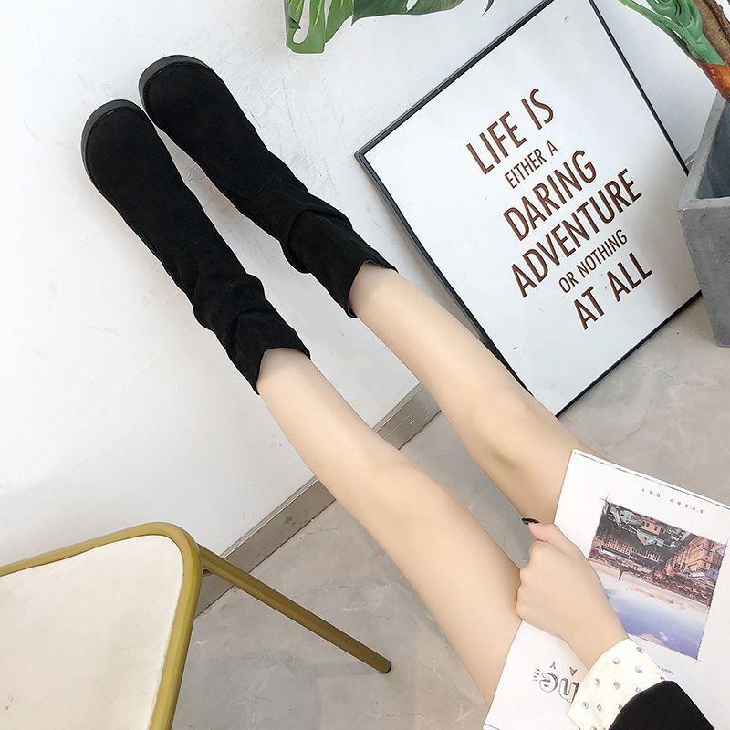 2025 autumn and winter new elastic boots women's thick heel thin leg low heel Martin boots women's Internet celebrity medium tube versatile women'