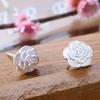 2025 Authentic  Silver Needle  Flower Stud Earrings For Women  Ed74 Brincos Para As Mulheres Bijoux Aros