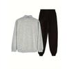 BRO Basketball Printed New Men's Zipper Sweatshirt and Pants Two Piece, Comfortable Fashionable and Warm for Autumn and Winter Men