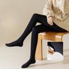 Women's Black High Waist Bare Leg Effect Pantyhose Autumn Winter Fleece Lined Thickened Tummy Control Shiny Outer Wear Leggings
