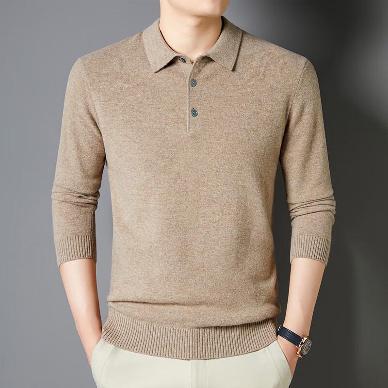 YTMTST6464 Men's Cashmere Blend Lapel Pullover Sweater