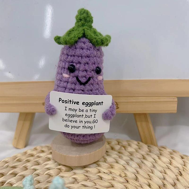 Mini Positive Energy Potatoes Hug Pocket Handmade Plush Wool Knitting Doll With Card Funny Christams Gifts Home Room Decoration