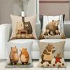 Cute Bear Patterned Throw Pillows for Home Decor Polyester Pillowcase, Sofa Decorative Cushion Cov Headboard Pillow