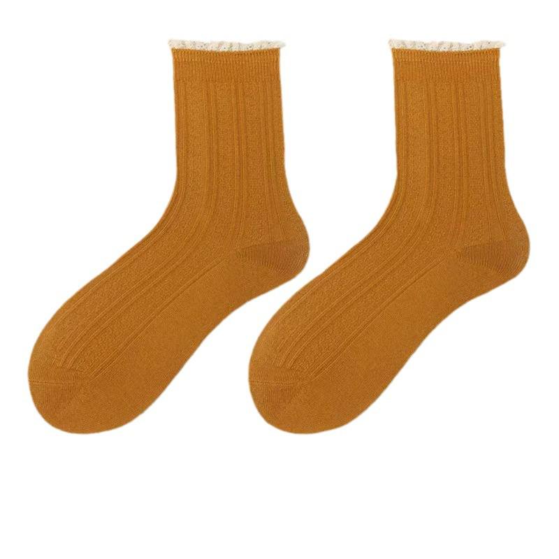 Mori Girl Literary Lace Trim Socks: Korean & British Style, Hollow JK Japanese Academy, Two-Way Ruffle Women's Socks.