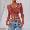 Women's Casual Fashion Deep V Neck Slim Cropped Retro Printed Outing Top