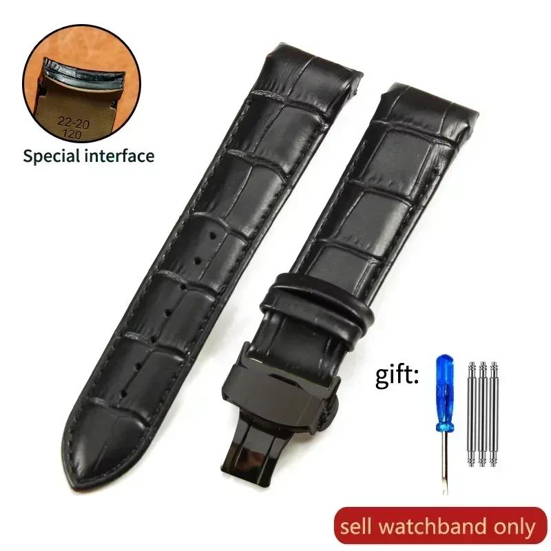 Calfskin Genuine Cow Leather Watchband Belt for Tissot T035 Watch Strap Bracelets Butterfly Buckle Replacement 22mm 23mm 24mm